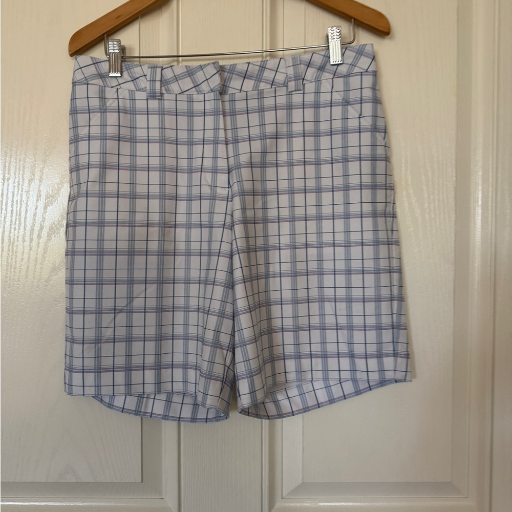 Blue and White Plaid Shorts